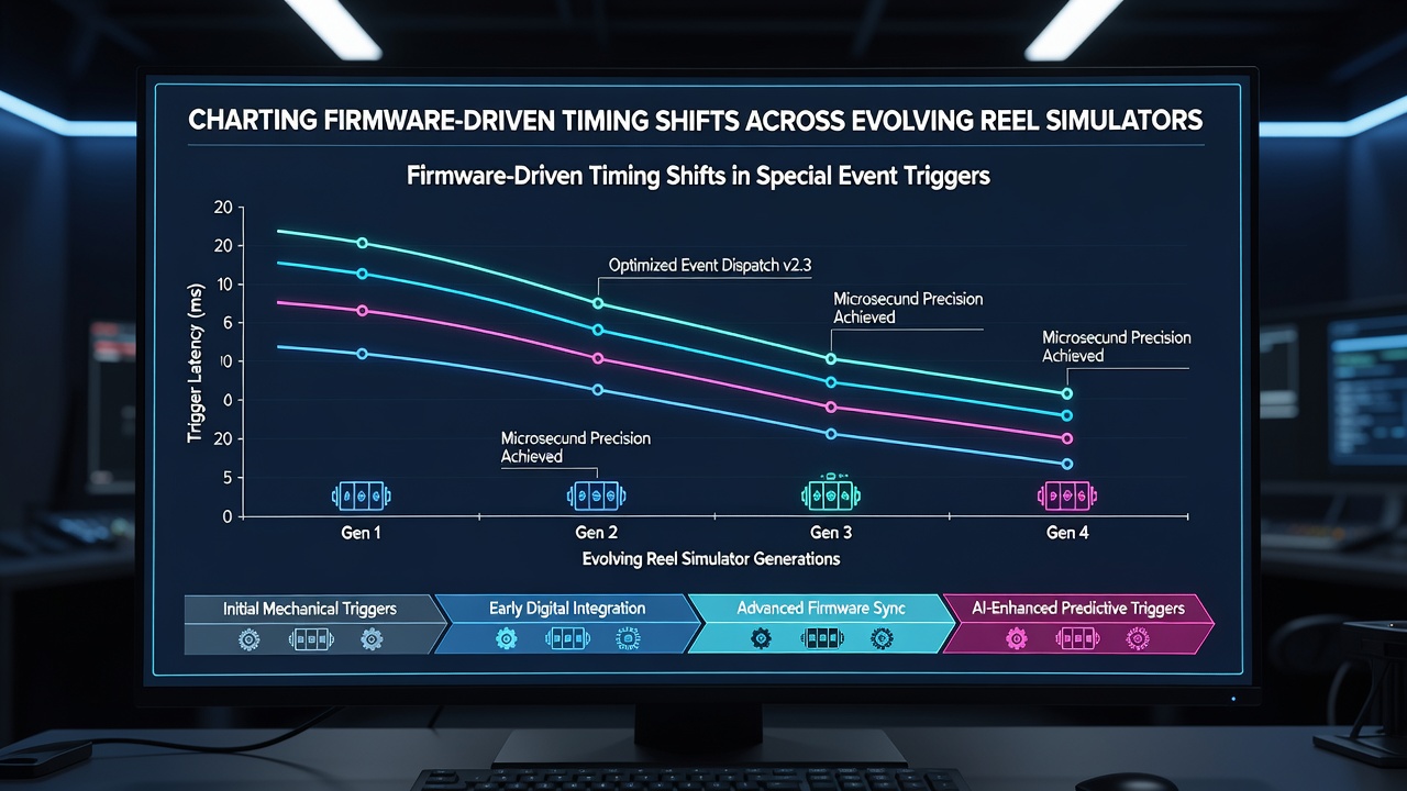 Chart displaying timing shift data across multiple reel simulator firmware versions in emerging markets