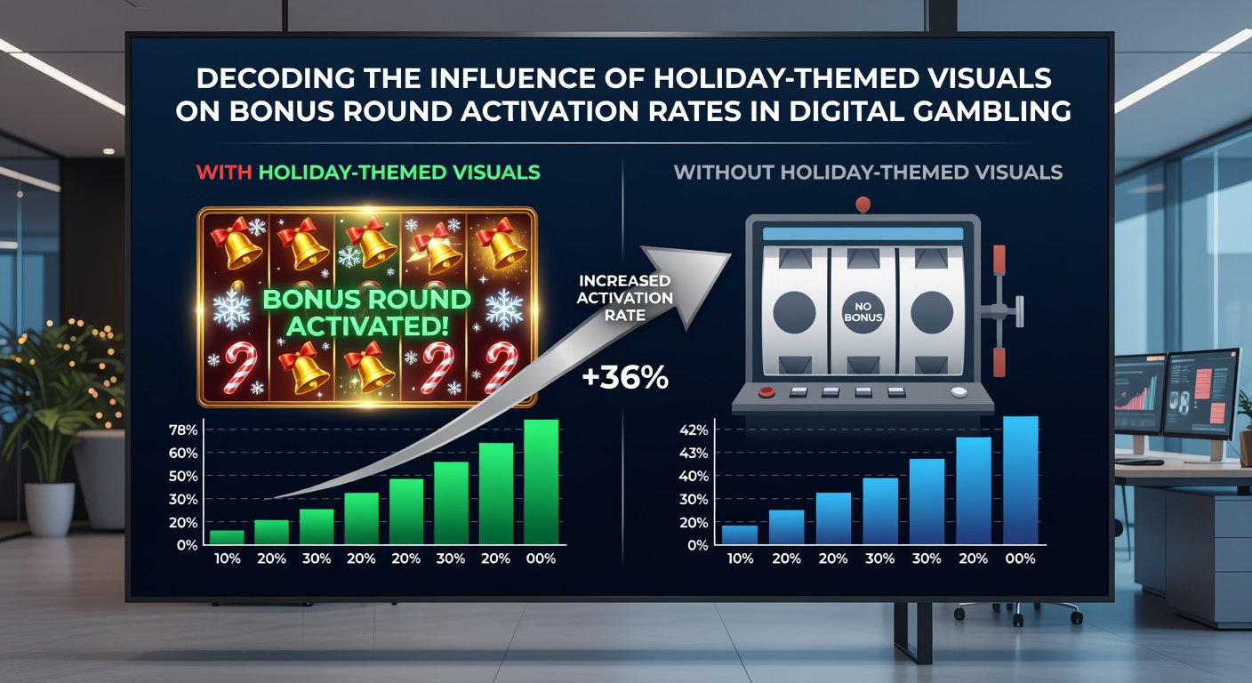 Close-up of digital slot reels displaying holiday symbols and bonus round entry animations