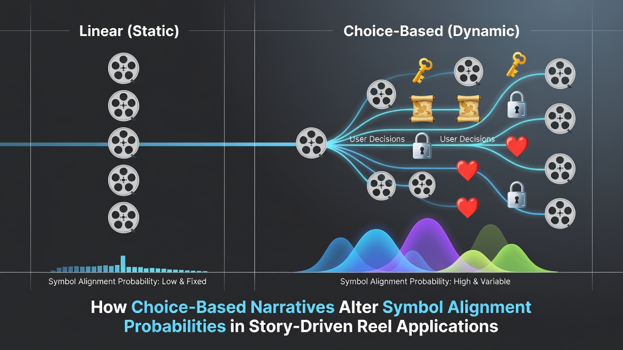 Detailed view of probability tables and narrative branch mapping in a story-driven reel application backend interface