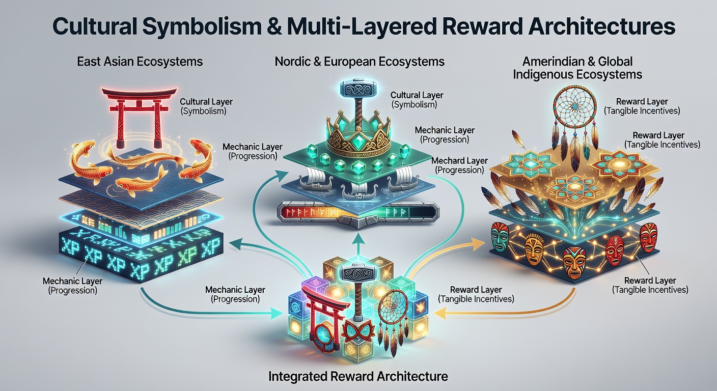 Cultural symbols integrated into layered bonus structures across regional gaming platforms